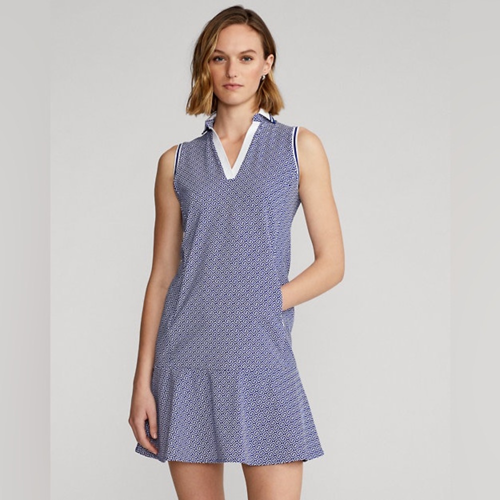 RLX Ralph‎ Lauren Printed V-Neck Knit Liberty Square Key Golf Dress NWT Small